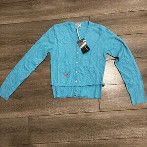 ⭐️NWT Juste Cle Blue Cardigan With Pink Bow Size 14Y